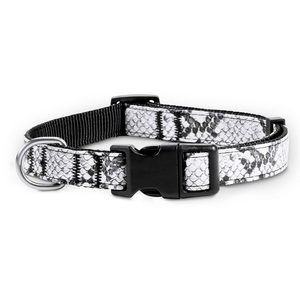 Bond & Co Collar Negro Diseño Imitación Piel Serpiente para Perro, Mediano