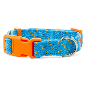 Youly Collar Turquesa Nylon Palmeado Diseño Puntos con Broche Naranja para Perro, Mediano