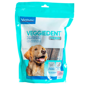 Virbac Veggiedent Fr3sh Tiras Masticables para Higiene Dental para Perro Grande, 15 Piezas