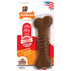 Nylabone Power Chew Juguete Masticable Diseño Hueso Multitexturas Sabor Combinado para Perro, Mediano